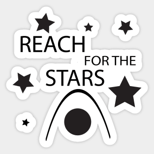 Reach for the stars - motivation statement with rocket, stars Sticker